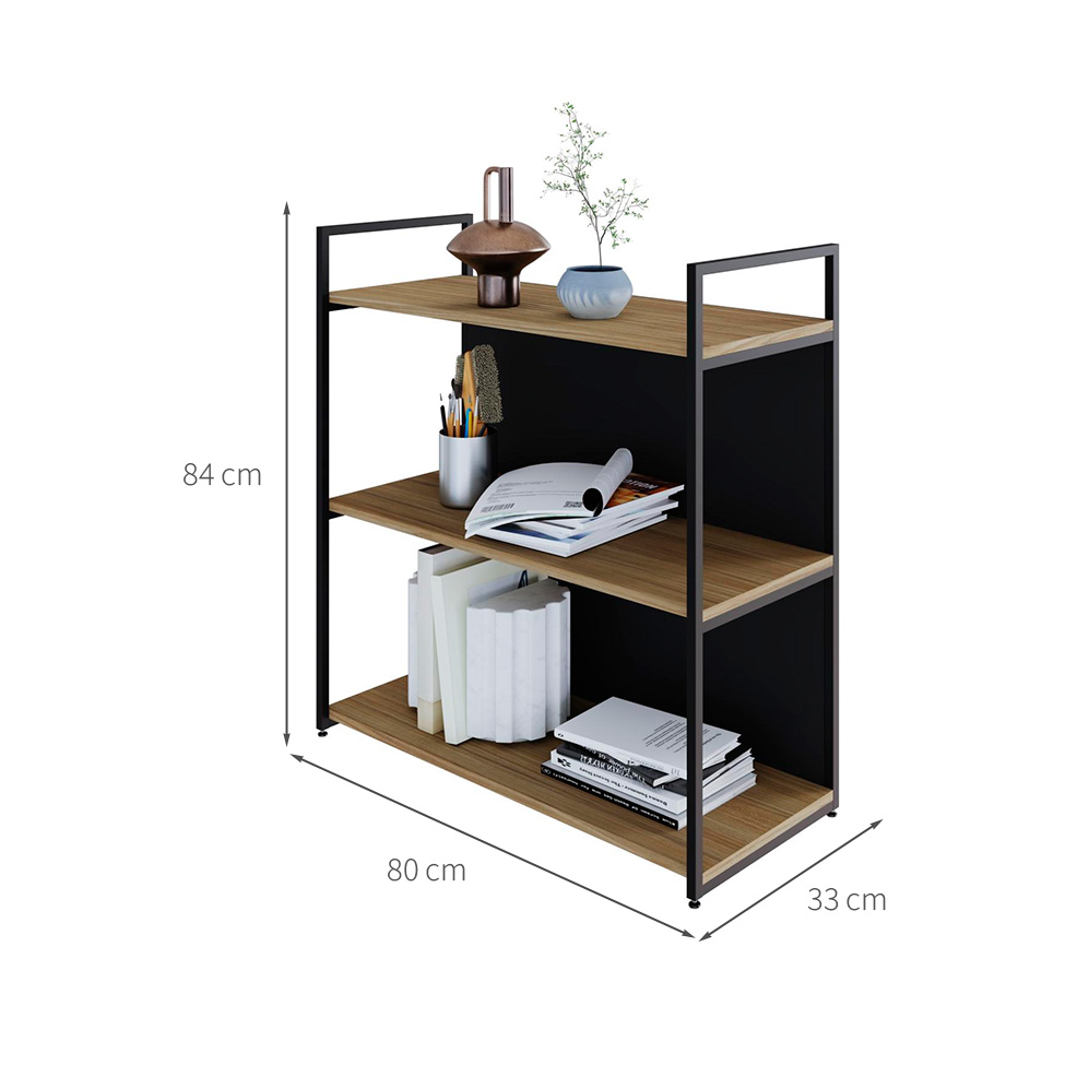 Estante com 1 Prateleira e 2 Nichos Brooklyn Vermont e Preta 80 cm