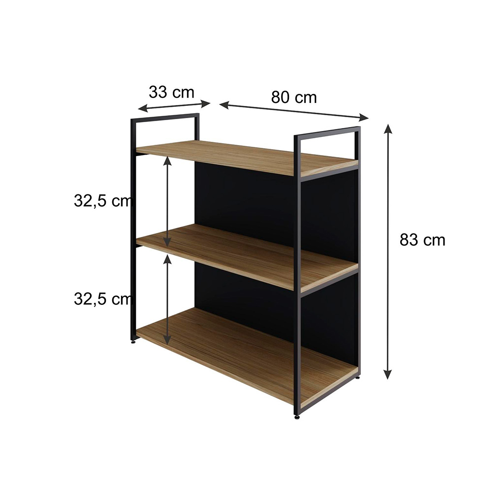 Estante com 1 Prateleira e 2 Nichos Brooklyn Vermont e Preta 80 cm