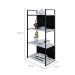 Estante com 2 Prateleiras e 2 Nichos Brooklyn Branca e Preta 60 cm