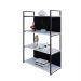Estante com 2 Prateleiras e 2 Nichos Brooklyn Branca e Preta 80 cm