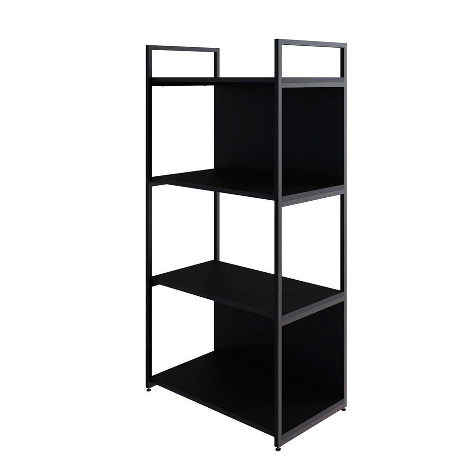 Estante com 2 Prateleiras e 2 Nichos Brooklyn Preta 60 cm