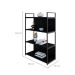 Estante com 2 Prateleiras e 2 Nichos Brooklyn Preta 80 cm