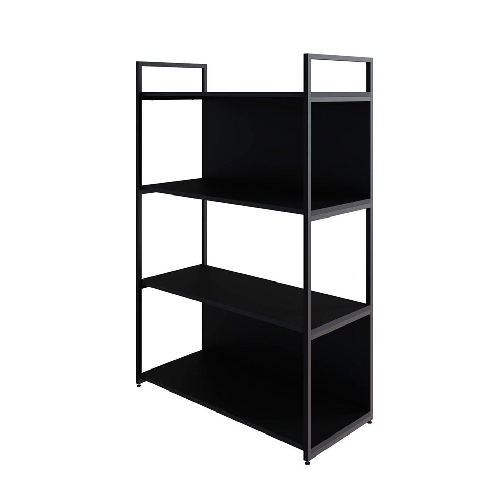 Estante com 2 Prateleiras e 2 Nichos Brooklyn Preta 80 cm