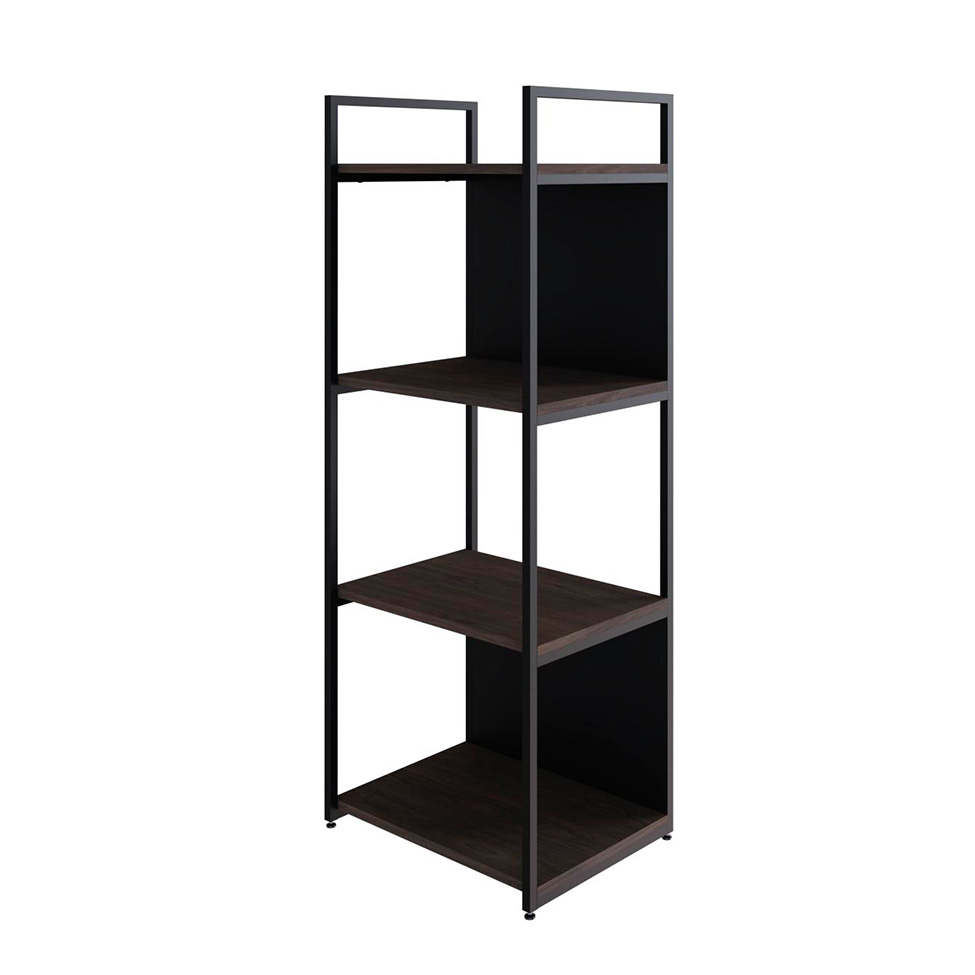 Estante com 2 Prateleiras e 2 Nichos Brooklyn Terracota e Preta 45 cm