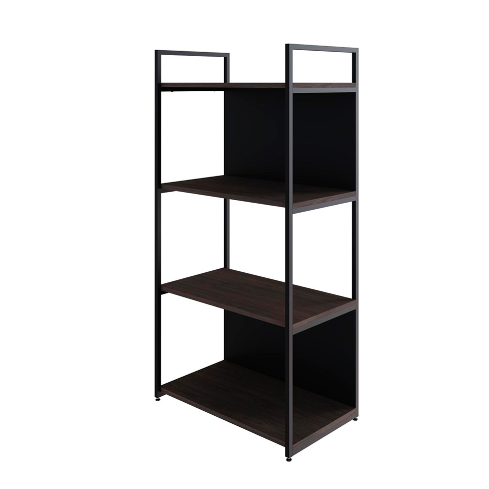 Estante com 2 Prateleiras e 2 Nichos Brooklyn Terracota e Preta 60 cm