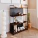 Estante com 2 Prateleiras e 2 Nichos Brooklyn Terracota e Preta 80 cm