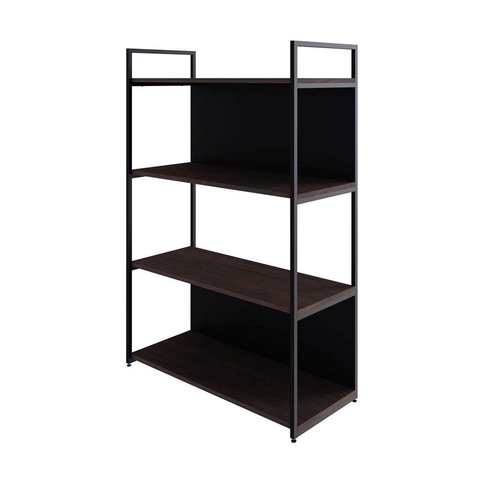 Estante com 2 Prateleiras e 2 Nichos Brooklyn Terracota e Preta 80 cm