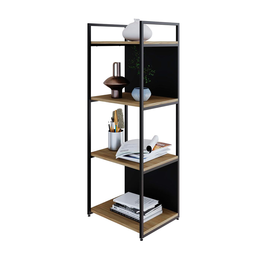 Estante com 2 Prateleiras e 2 Nichos Brooklyn Vermont e Preta 45 cm