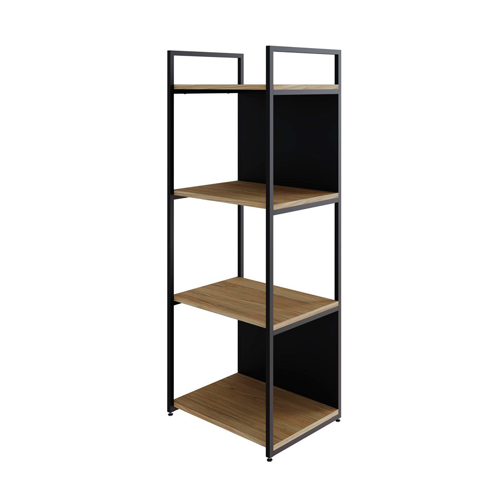 Estante com 2 Prateleiras e 2 Nichos Brooklyn Vermont e Preta 45 cm