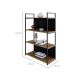 Estante com 2 Prateleiras e 2 Nichos Brooklyn Vermont e Preta 80 cm