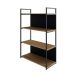 Estante com 2 Prateleiras e 2 Nichos Brooklyn Vermont e Preta 80 cm