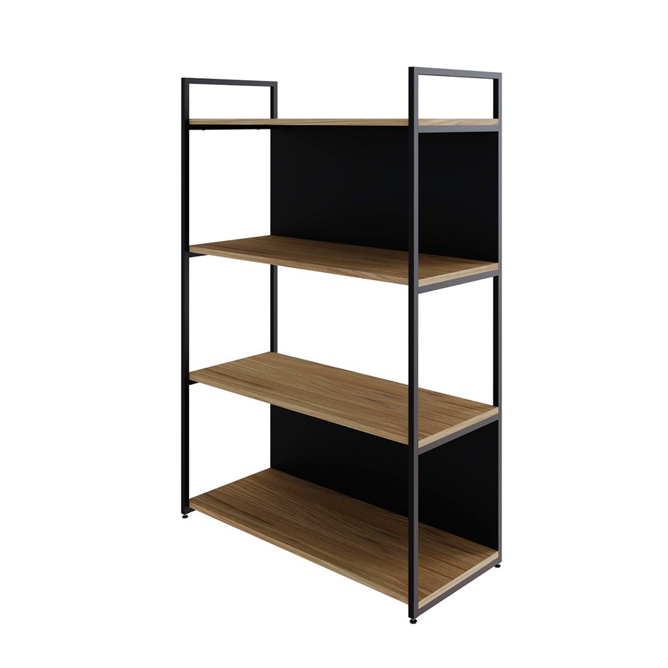Estante com 2 Prateleiras e 2 Nichos Brooklyn Vermont e Preta 80 cm