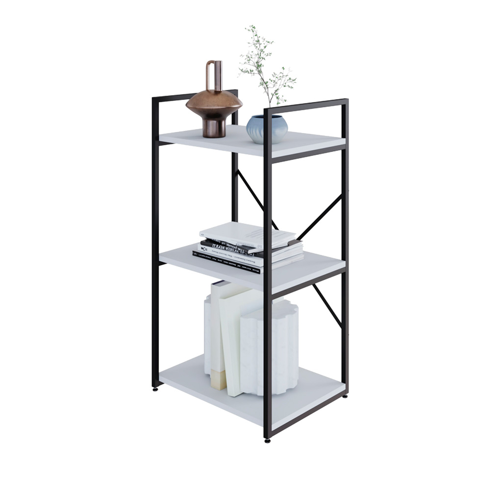 Estante com 3 Prateleiras Brooklyn Branca e Preta 45 cm