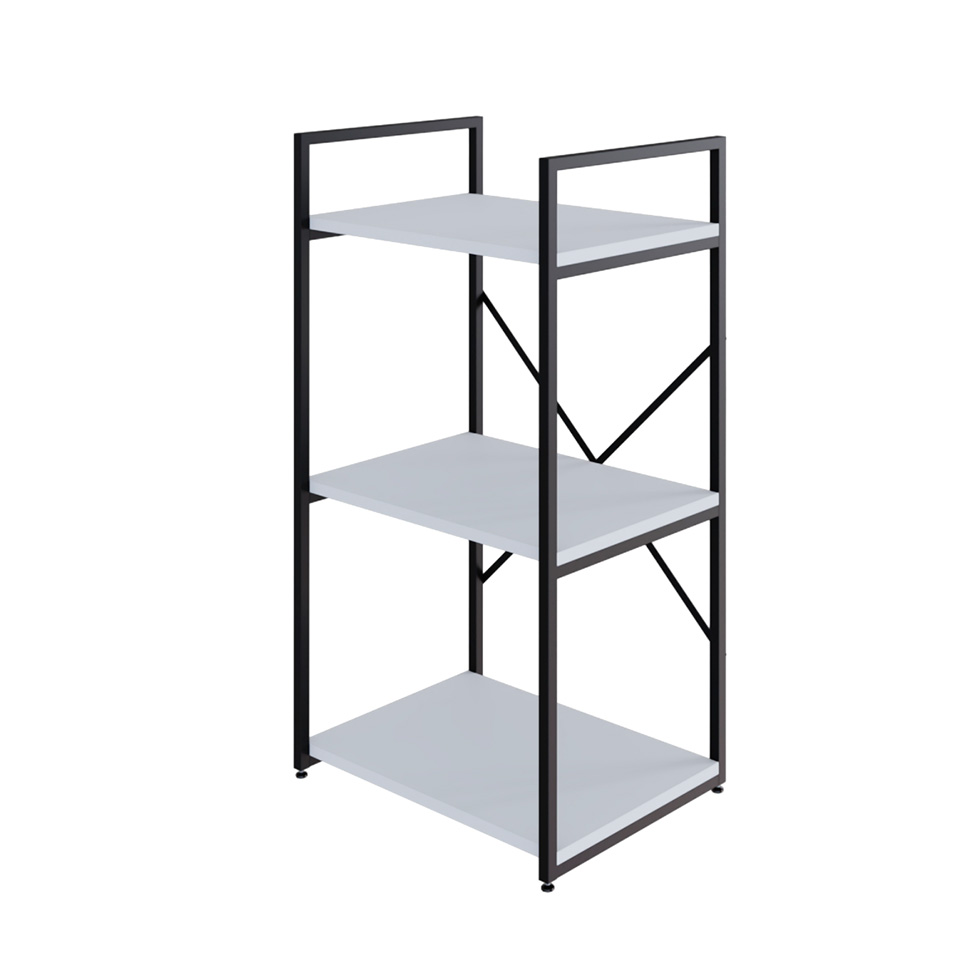 Estante com 3 Prateleiras Brooklyn Branca e Preta 45 cm