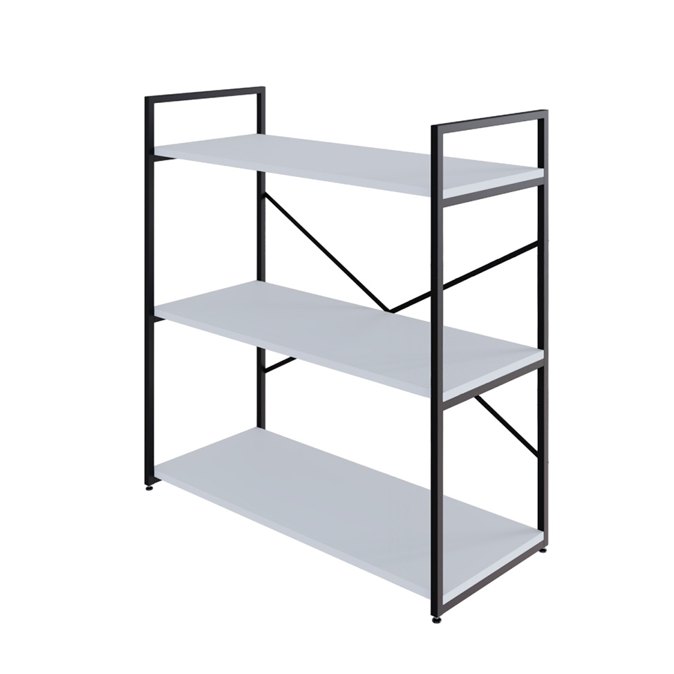 Estante com 3 Prateleiras Brooklyn Branca e Preta 80 cm