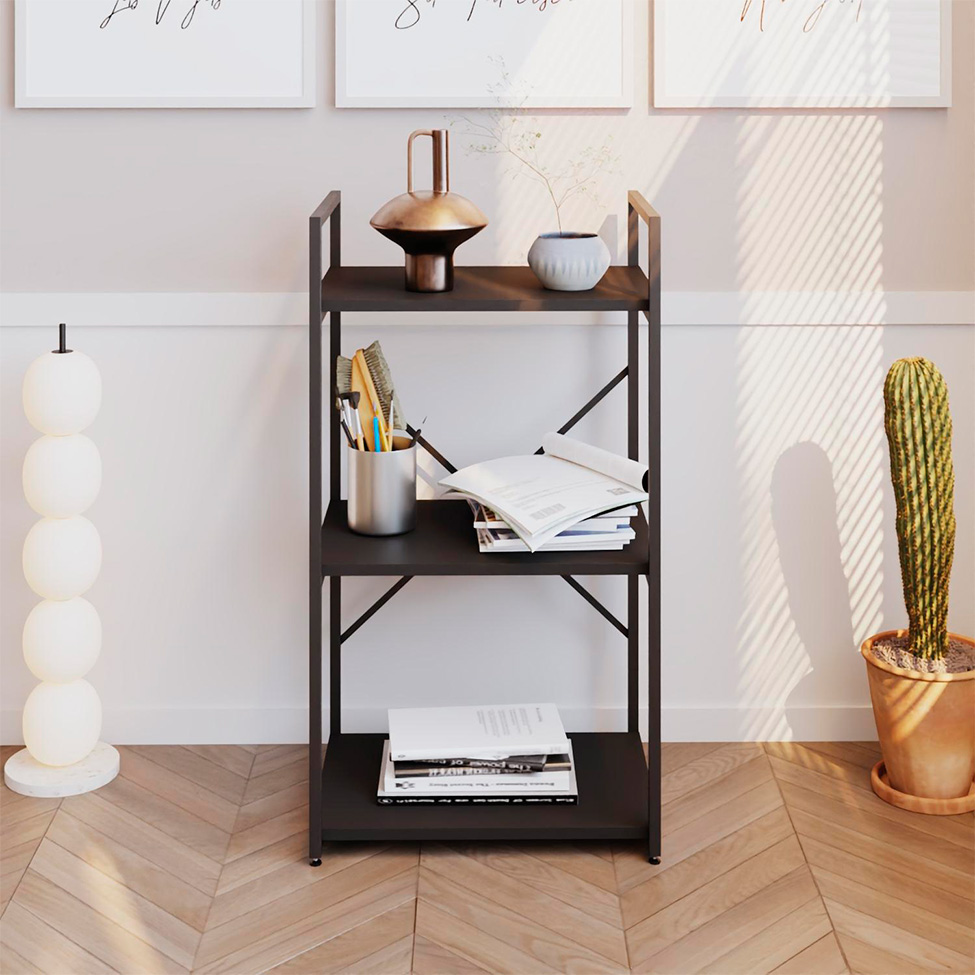 Estante com 3 Prateleiras Brooklyn Preta 45 cm