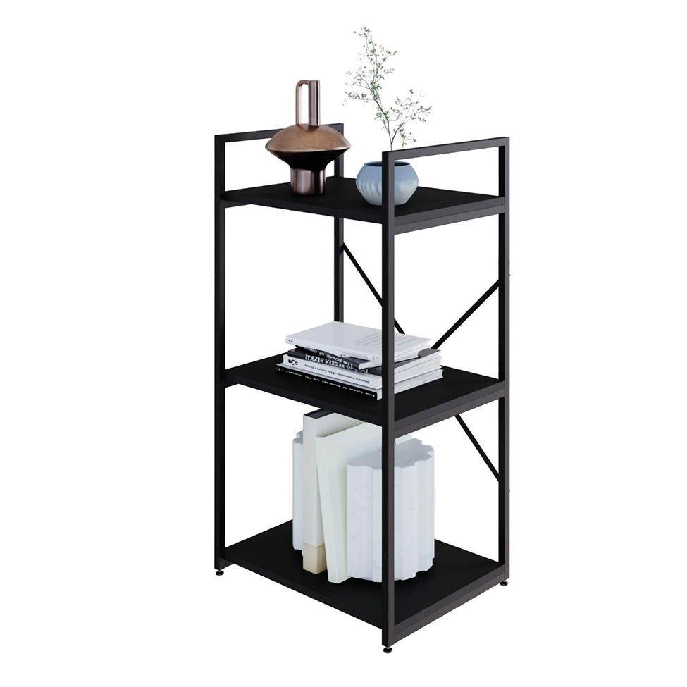 Estante com 3 Prateleiras Brooklyn Preta 45 cm