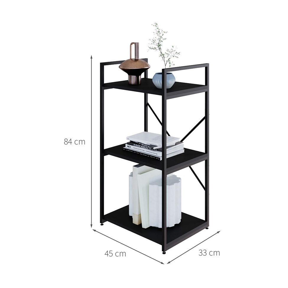 Estante com 3 Prateleiras Brooklyn Preta 45 cm