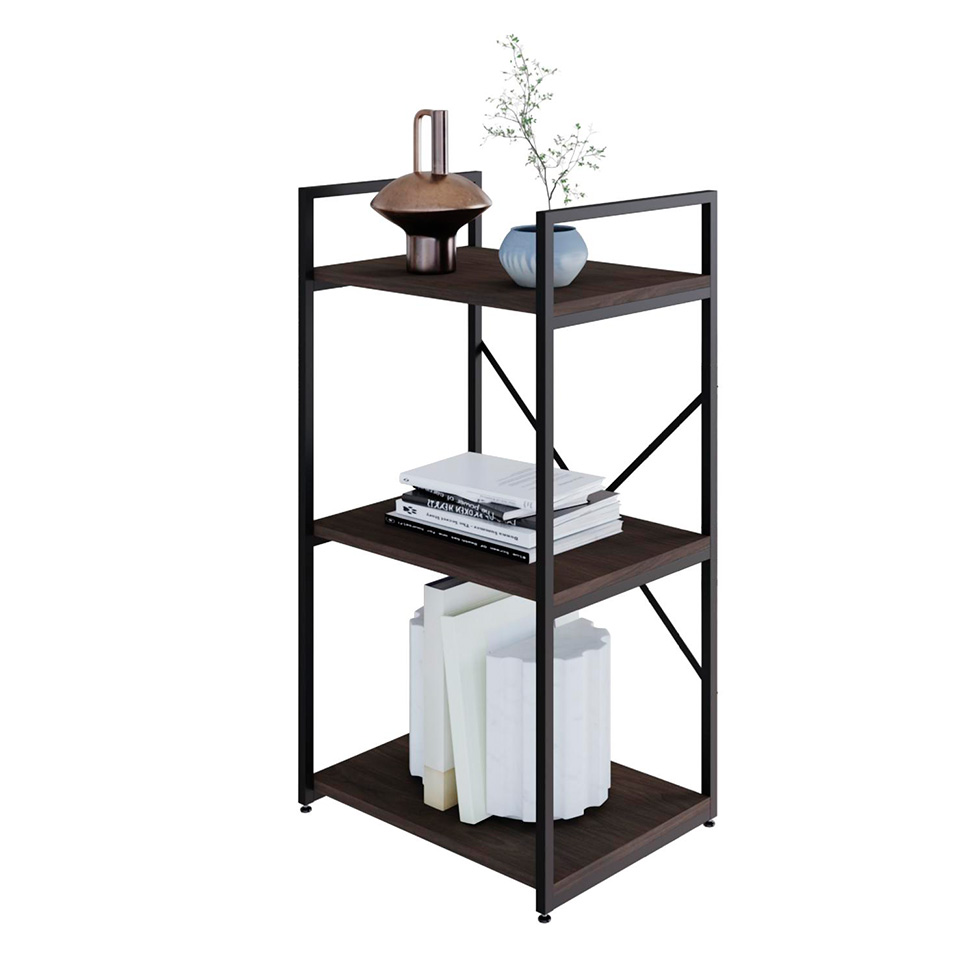 Estante com 3 Prateleiras Brooklyn Terracota e Preta 45 cm