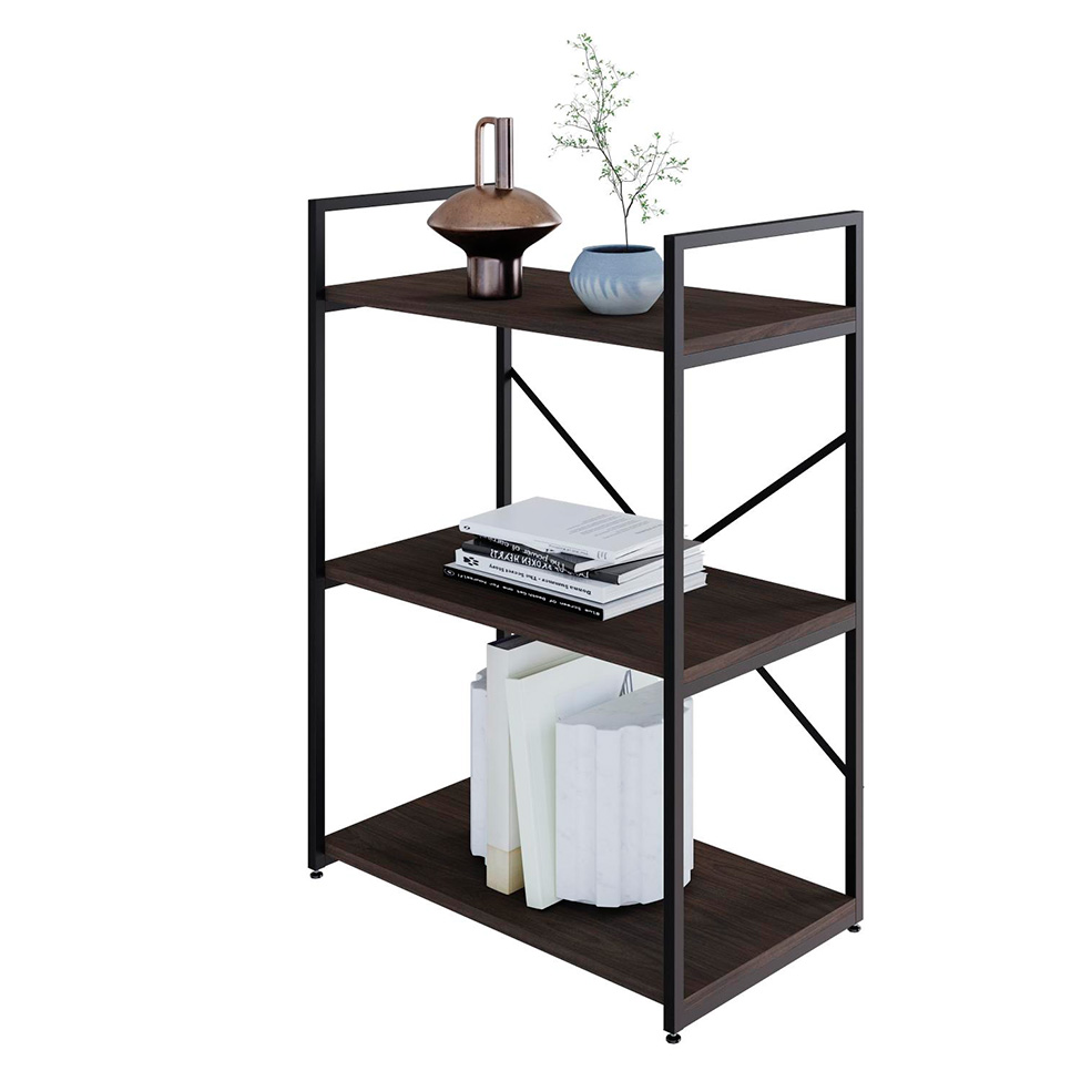 Estante com 3 Prateleiras Brooklyn Terracota e Preta 60 cm