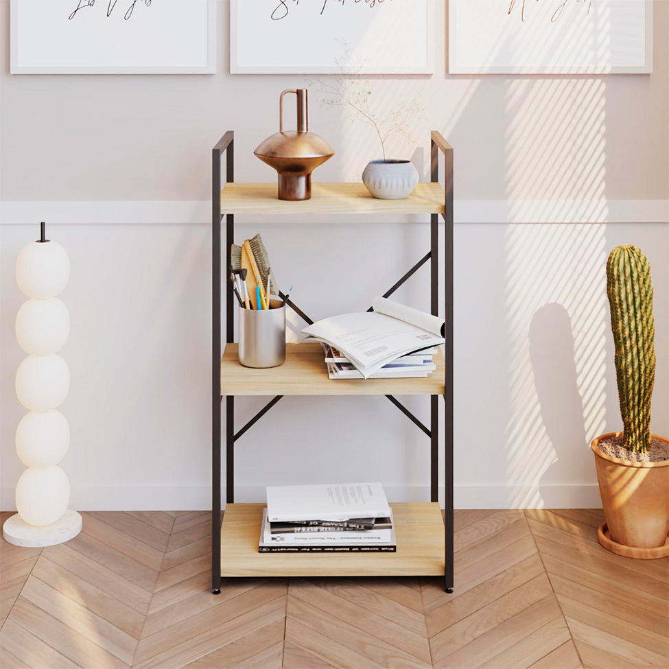 Estante com 3 Prateleiras Brooklyn Vermont e Preta 45 cm