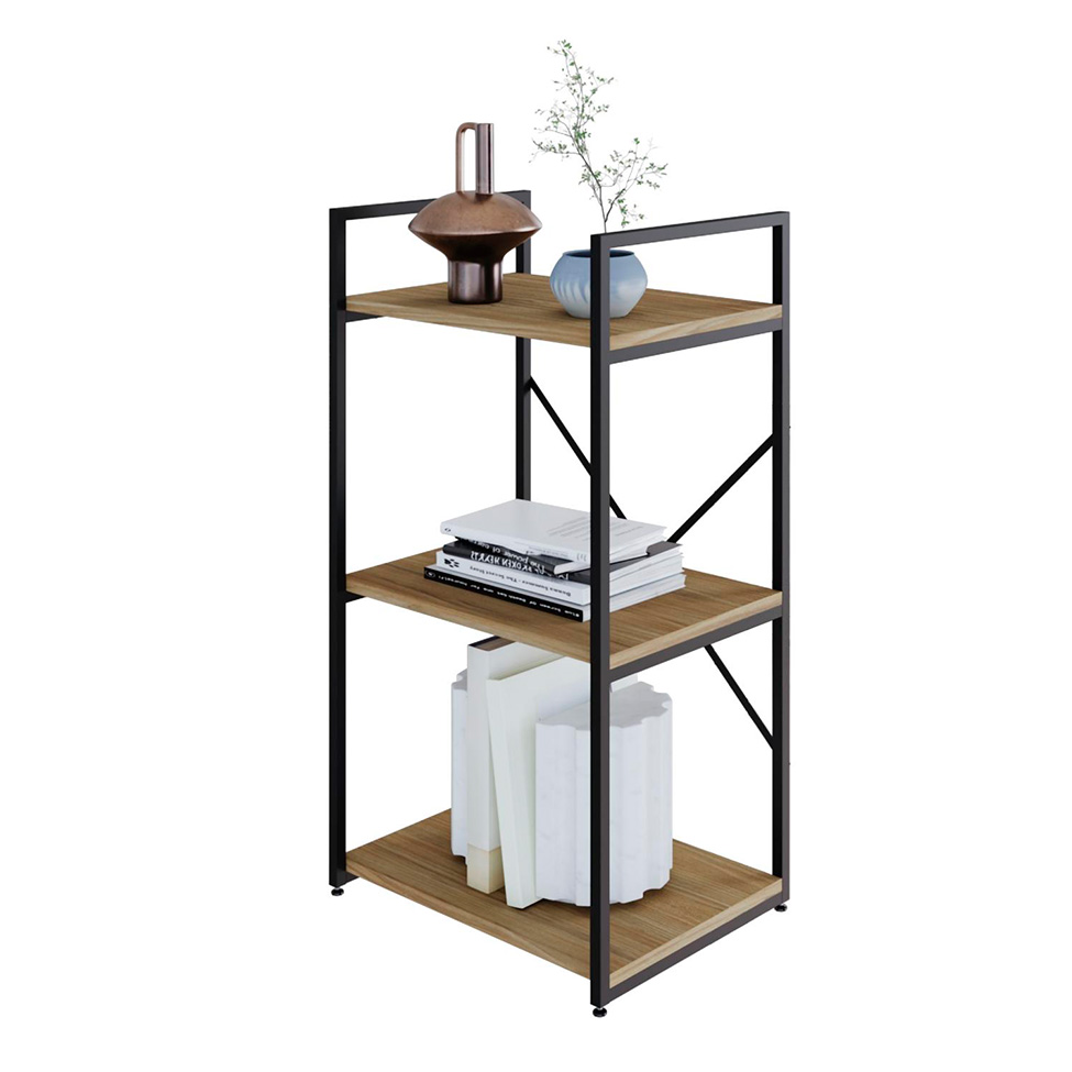 Estante com 3 Prateleiras Brooklyn Vermont e Preta 45 cm