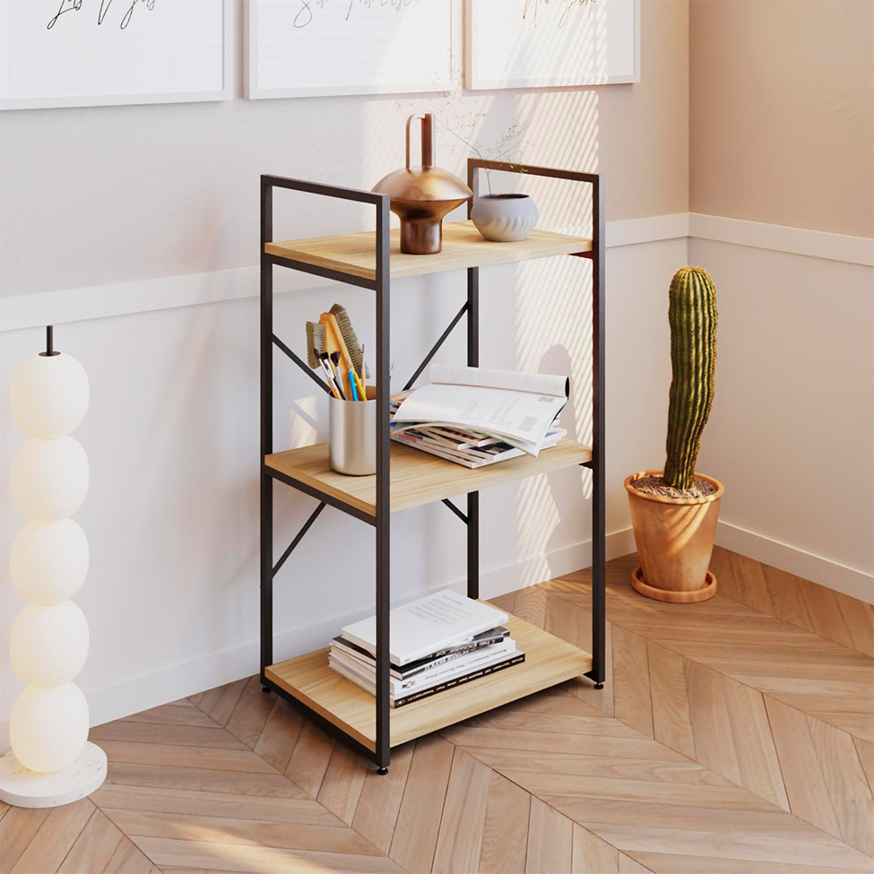 Estante com 3 Prateleiras Brooklyn Vermont e Preta 45 cm