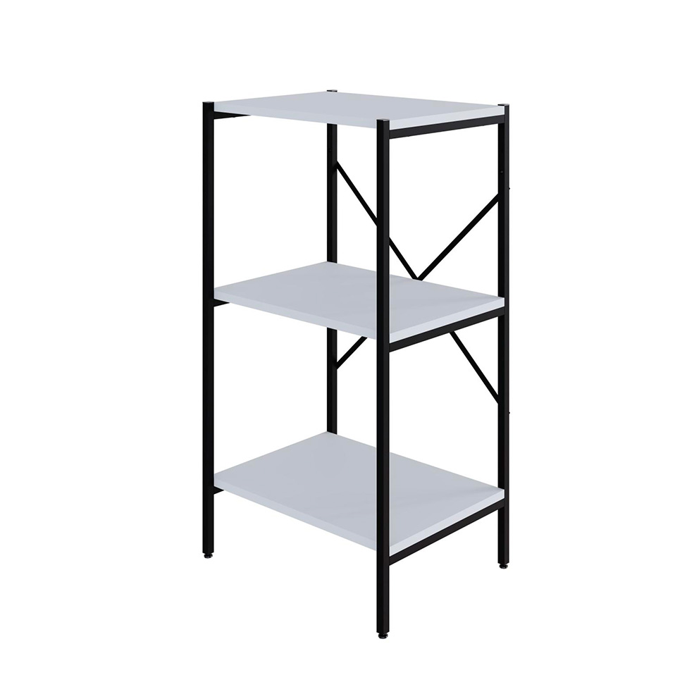 Estante com 3 Prateleiras Tub Branca e Preta 45 cm