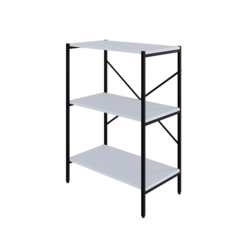 Estante com 3 Prateleiras Tub Branca e Preta 60 cm