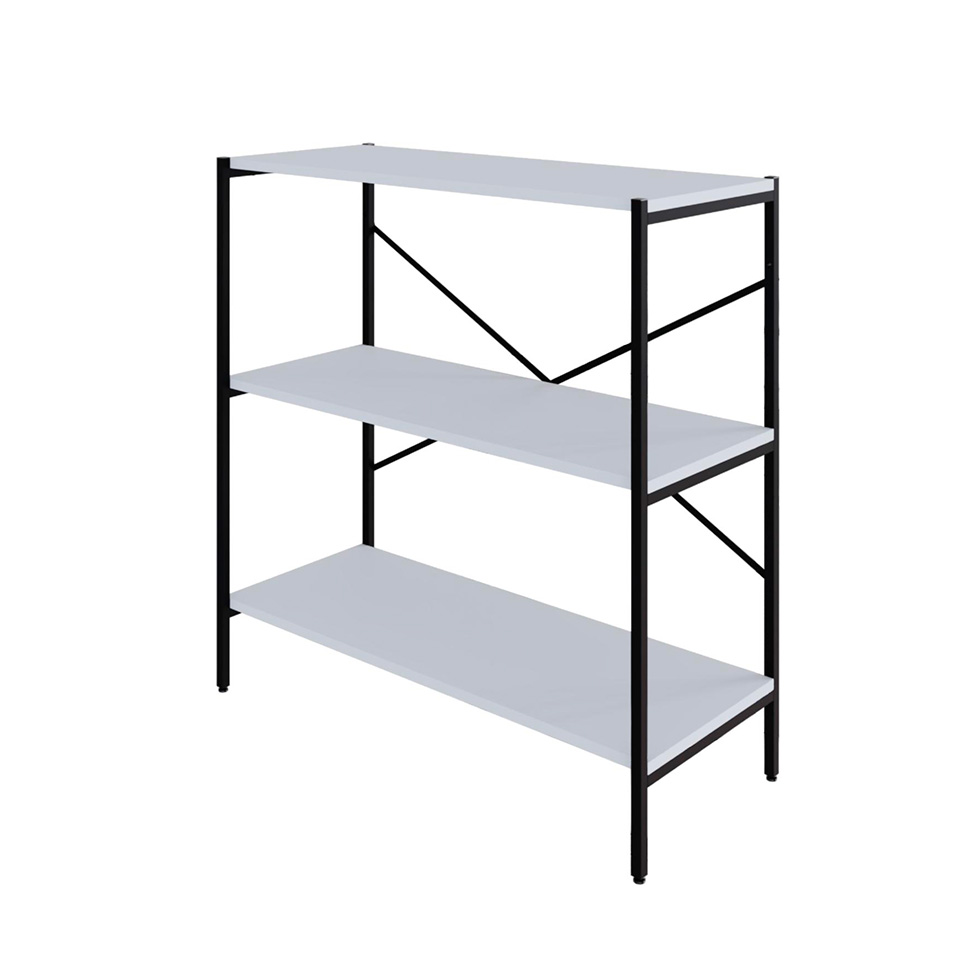 Estante com 3 Prateleiras Tub Branca e Preta 80 cm