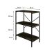 Estante com 3 Prateleiras Tub Carvalho Dark e Preta 60 cm