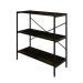 Estante com 3 Prateleiras Tub Carvalho Dark e Preta 80 cm