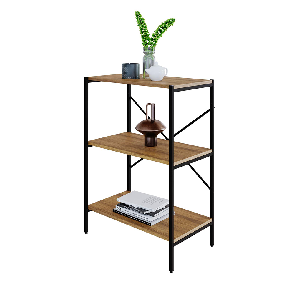 Estante com 3 Prateleiras Tub Mel e Preta 60 cm