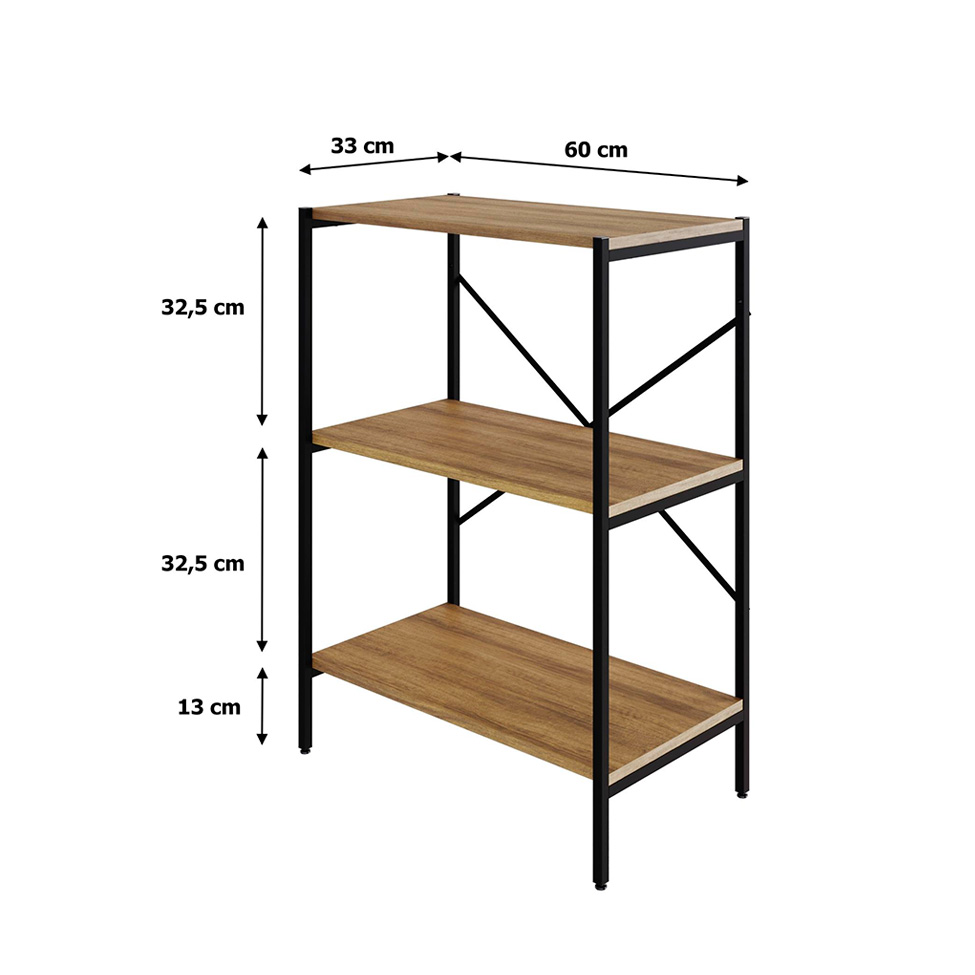 Estante com 3 Prateleiras Tub Mel e Preta 60 cm