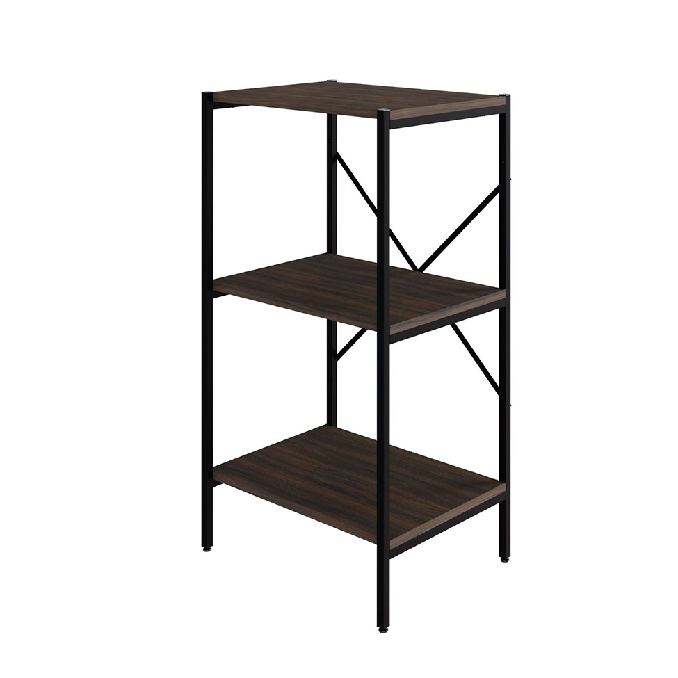 Estante com 3 Prateleiras Tub Nogal e Preta 45 cm