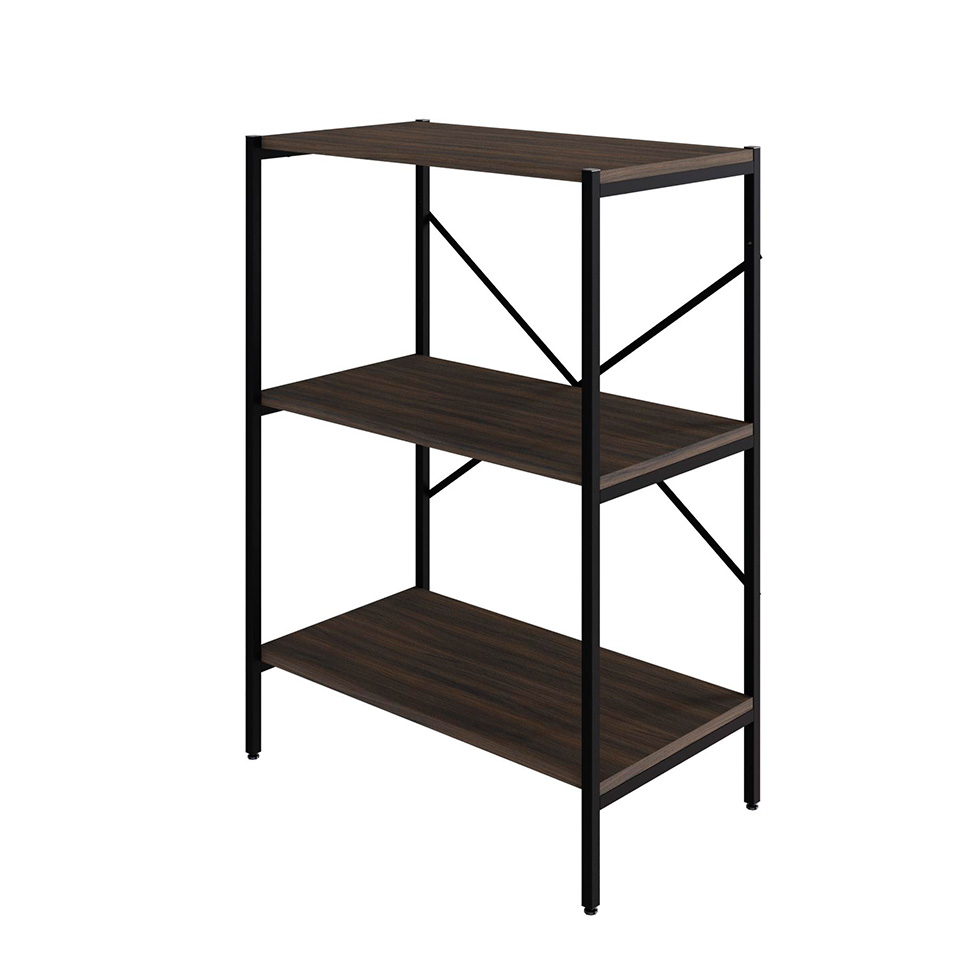 Estante com 3 Prateleiras Tub Nogal e Preta 60 cm