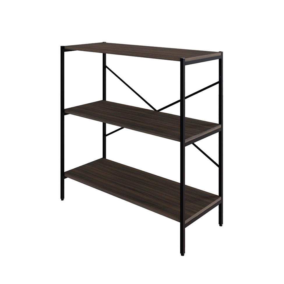 Estante com 3 Prateleiras Tub Nogal e Preta 80 cm