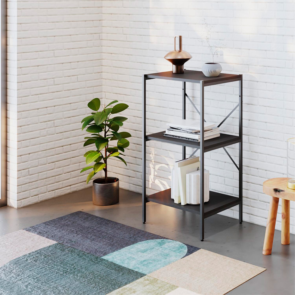 Estante com 3 Prateleiras Tub Preta 45 cm