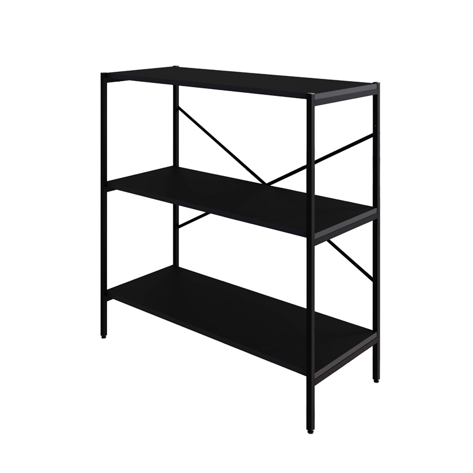 Estante com 3 Prateleiras Tub Preta 80 cm