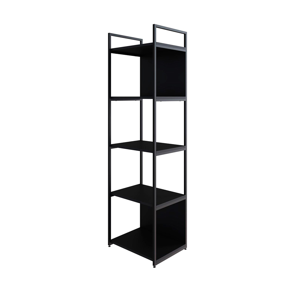 Estante com 3 Prateleiras e 2 Nichos Brooklyn Preta 45 cm
