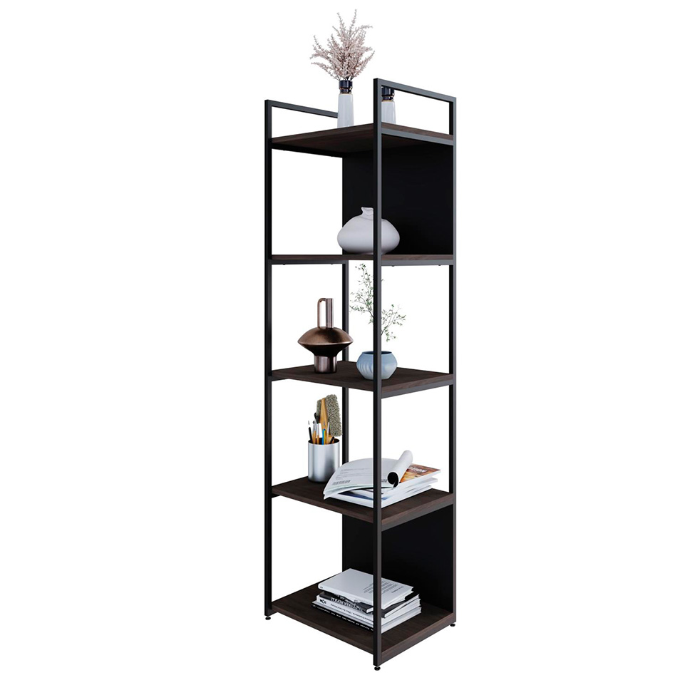 Estante com 3 Prateleiras e 2 Nichos Brooklyn Terracota e Preta 45 cm