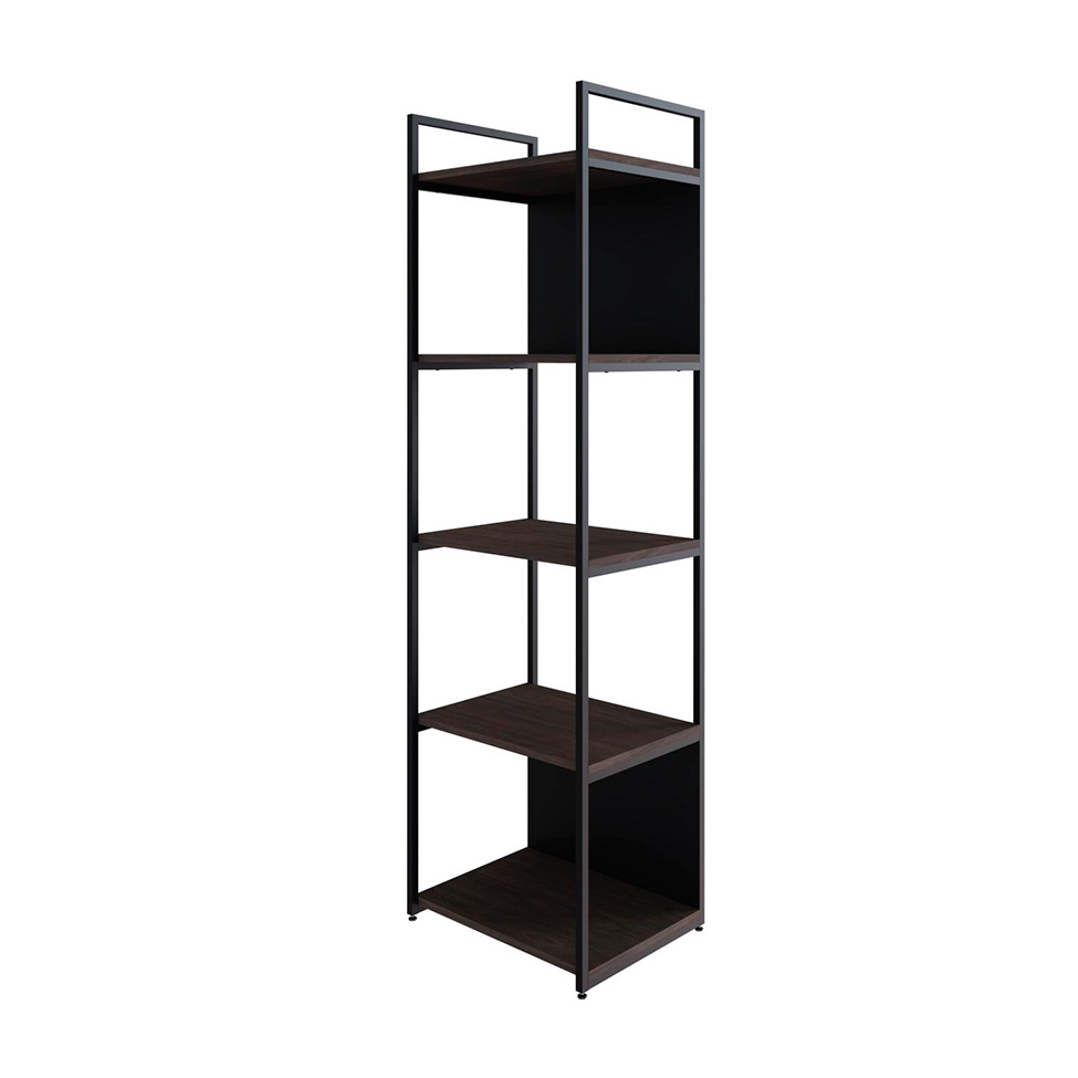 Estante com 3 Prateleiras e 2 Nichos Brooklyn Terracota e Preta 45 cm