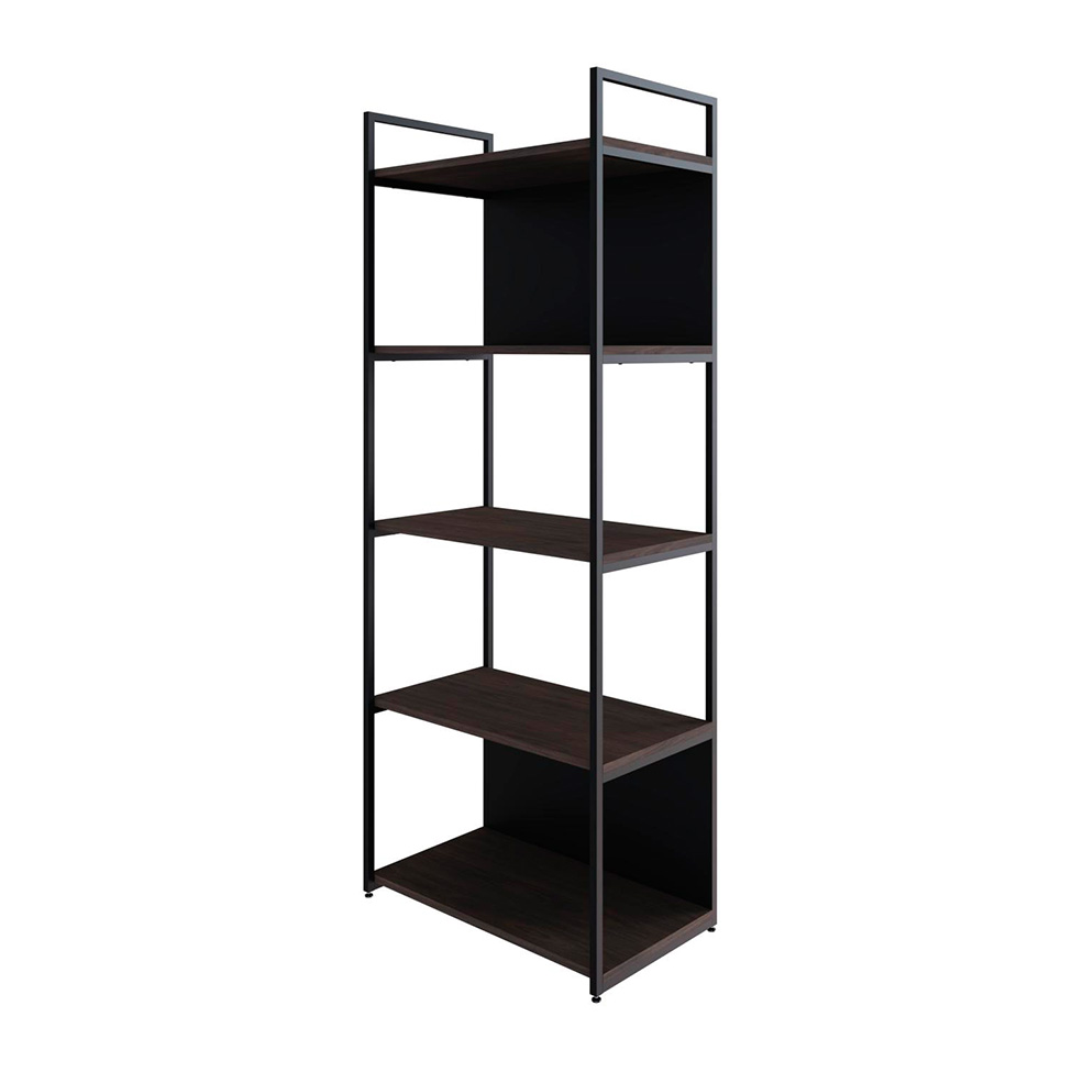 Estante com 3 Prateleiras e 2 Nichos Brooklyn Terracota e Preta 60 cm