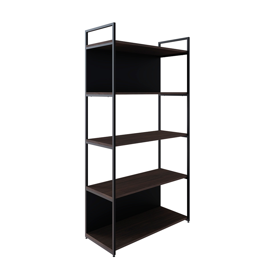 Estante com 3 Prateleiras e 2 Nichos Brooklyn Terracota e Preta 80 cm