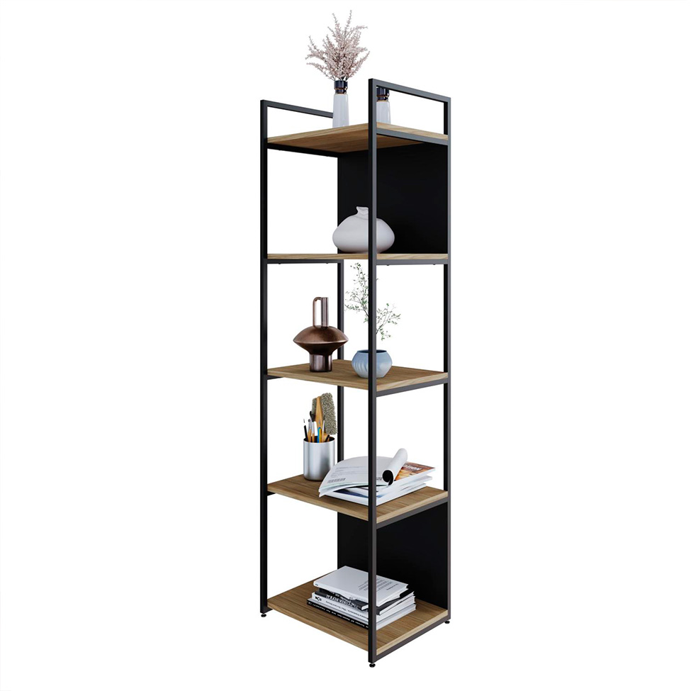 Estante com 3 Prateleiras e 2 Nichos Brooklyn Vermont e Preta 45 cm