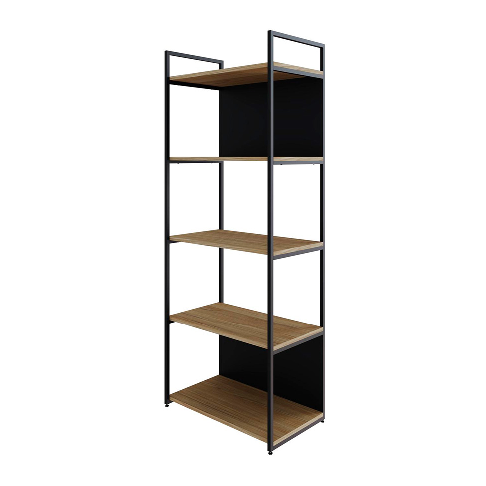 Estante com 3 Prateleiras e 2 Nichos Brooklyn Vermont e Preta 60 cm