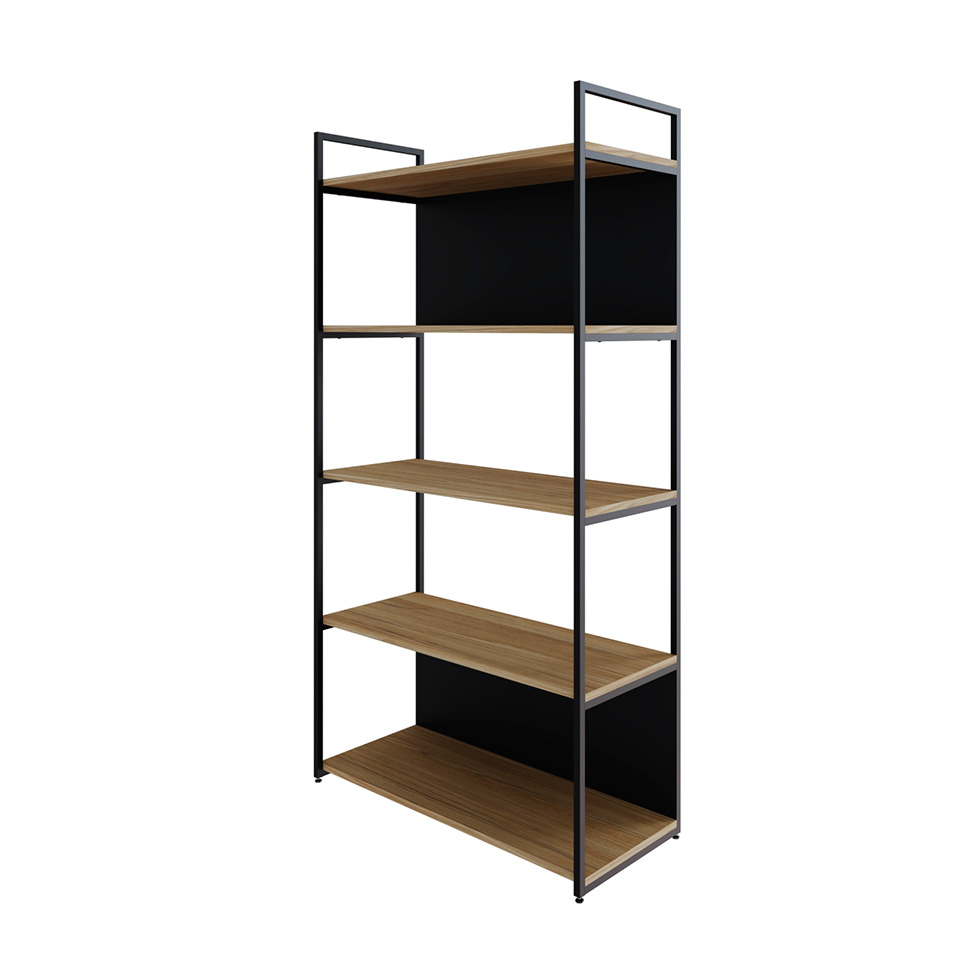 Estante com 3 Prateleiras e 2 Nichos Brooklyn Vermont e Preta 80 cm