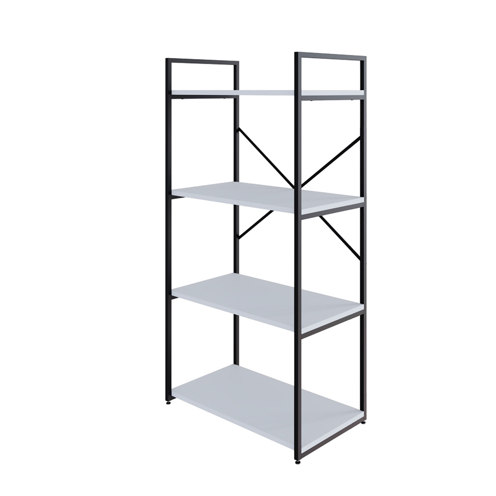Estante com 4 Prateleiras Brooklyn Branca e Preta 60 cm