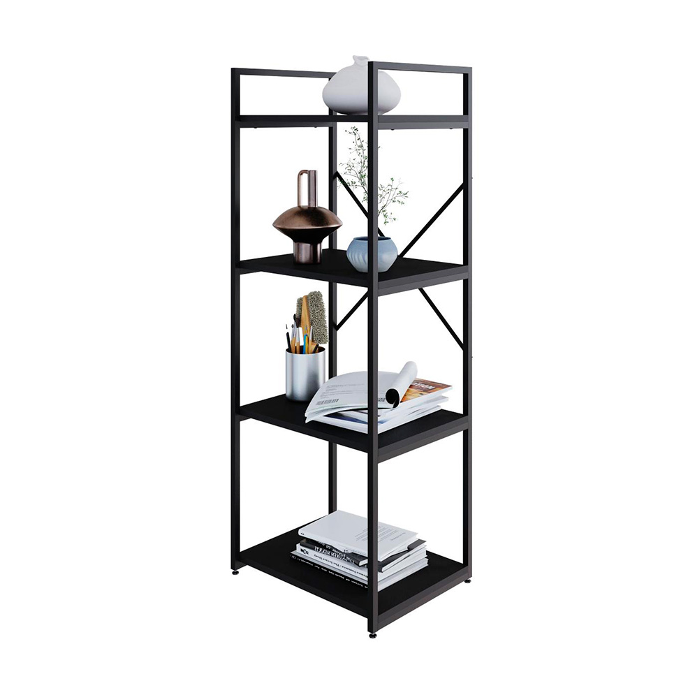 Estante com 4 Prateleiras Brooklyn Preta 45 cm