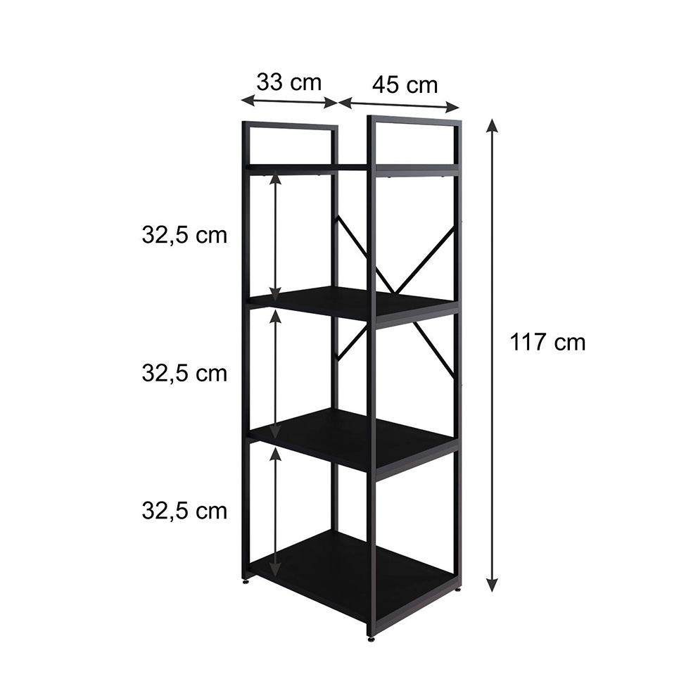 Estante com 4 Prateleiras Brooklyn Preta 45 cm